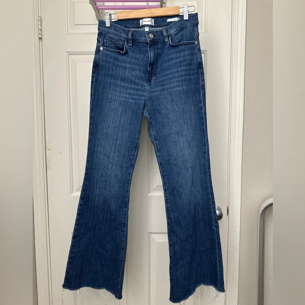 Frame Le Easy Flare Raw Hem Jeans - Picture 2 of 7